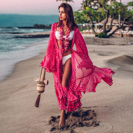 Women's Long Crochet Lace Beach Cover-Up Dress