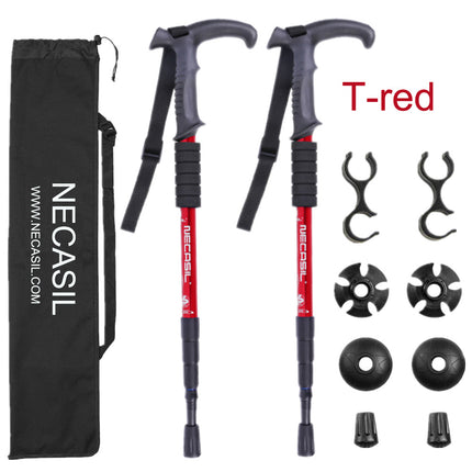 Aluminum Alloy Trekking Poles Straight Handle Set