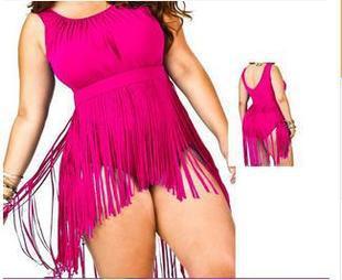 Triangle Slimming Plus Size XL-6XL Underwire Tassels Fat Lady Plus Size Swimwear