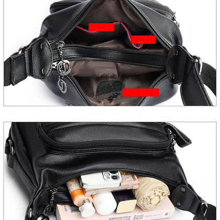 High Capacity PU Leather Crossbody Shoulder Handbag