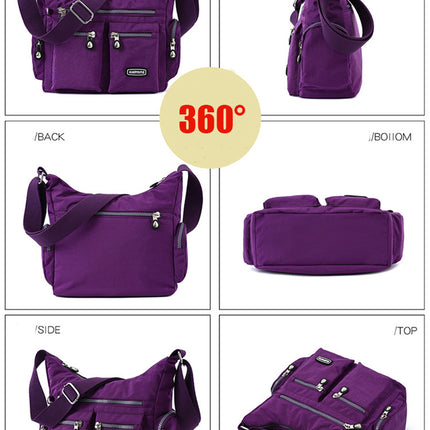 Waterproof Nylon Multi-Pocket Crossbody Shoulder Bag