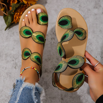 Women's Peacock-Inspired Colorful Beach Slippers