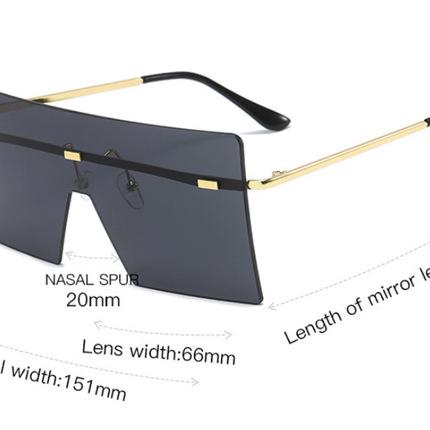 Women's Luxury Rimless Oversized Square Sunglasses