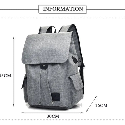 Canvas USB Laptop Backpack – Unisex Travel Bag