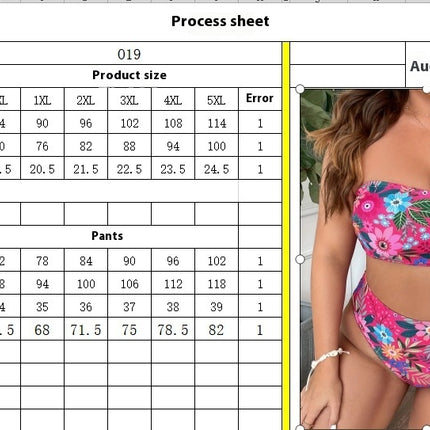 Plus Size Floral Strapless High Waist Bikini Set