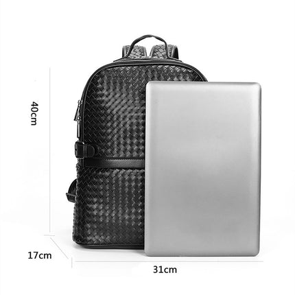 Men's Braided Leather Backpack – Casual Travel Daypack