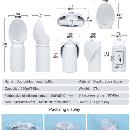 Foldable Silicone 550ml Water Bottle for Pets