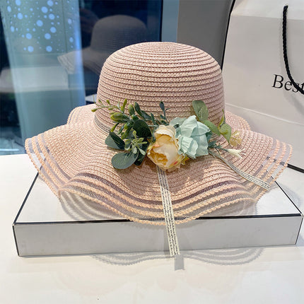 Straw Hat Women Sweet Big Brim Seaside Beach