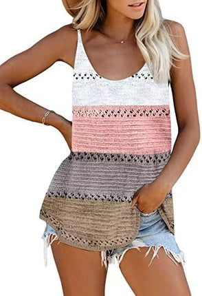 Women's Loose Knit V-Neck Camisole Beach Top
