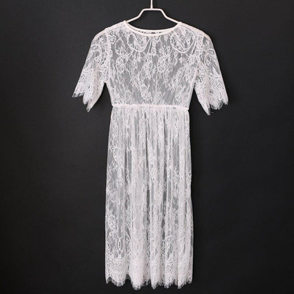 Women's Lace Sheer Hollow Beach Cover-Up Dress