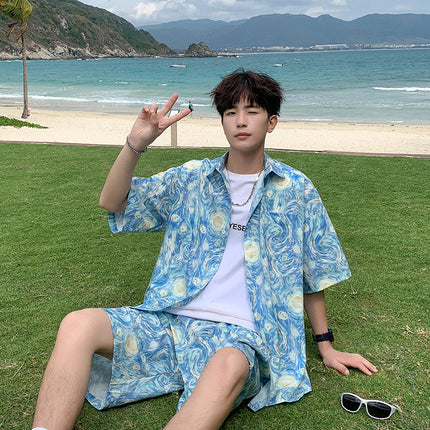 Beach Graffiti Cool Short Sleeve Shirt Outfit