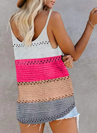 Women's Loose Knit V-Neck Camisole Beach Top