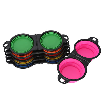 Silicone Portable Outdoor Pet Folding Out Feeder One Dog Bowl