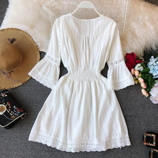 Women's Korean Style High Waist Holiday Beach Dress