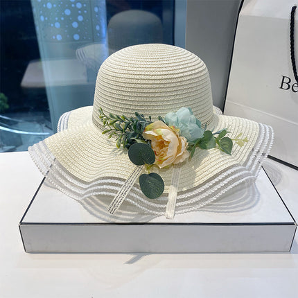 Straw Hat Women Sweet Big Brim Seaside Beach