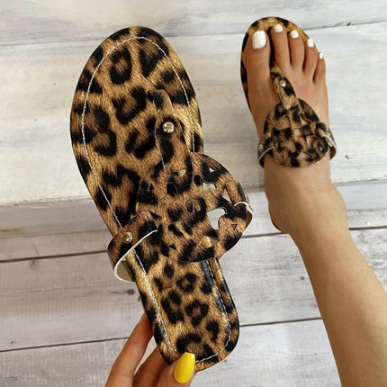 Leopard Print Beach Sandals And Slippers For Women