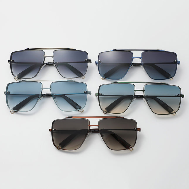 Twin-Beam Full Frame Metal Sunglasses for Men