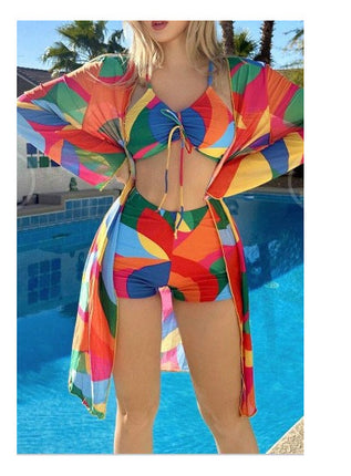 Women's 3-Piece Floral Bikini Set with Cardigan