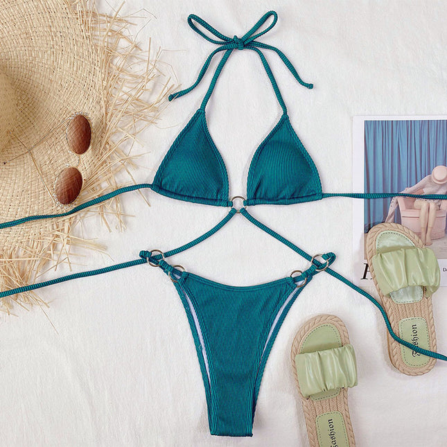 Stylish Solid Color Sexy Bikini Set for Women